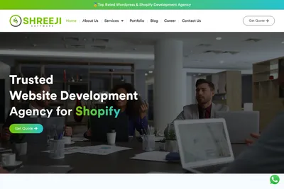 Screenshot of the Shreeji Software homepage