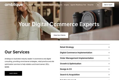 Screenshot of the Amblique homepage