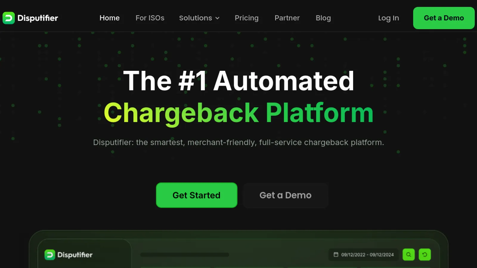 Screenshot of the Disputifier homepage