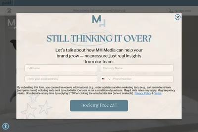 Screenshot of the Mh Media homepage