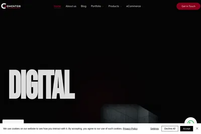 Screenshot of the Comentor Digital Consulting LLP Kerala & United Arab Emirates homepage