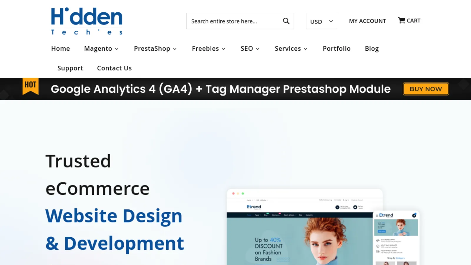 Screenshot of the HiddenTechies homepage