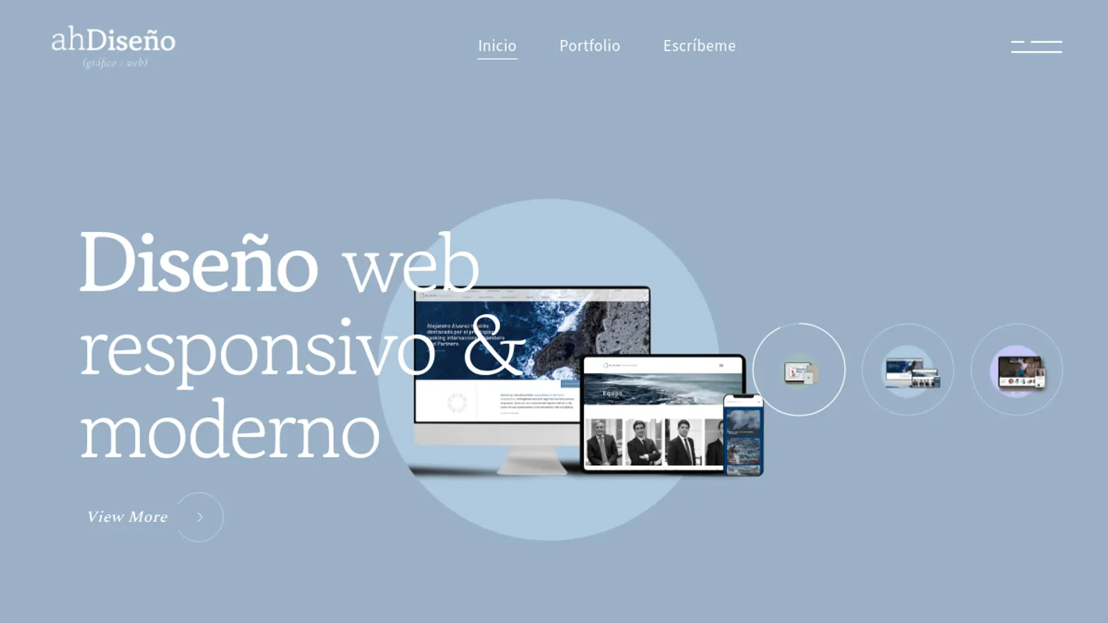 Screenshot of the AH Diseño homepage