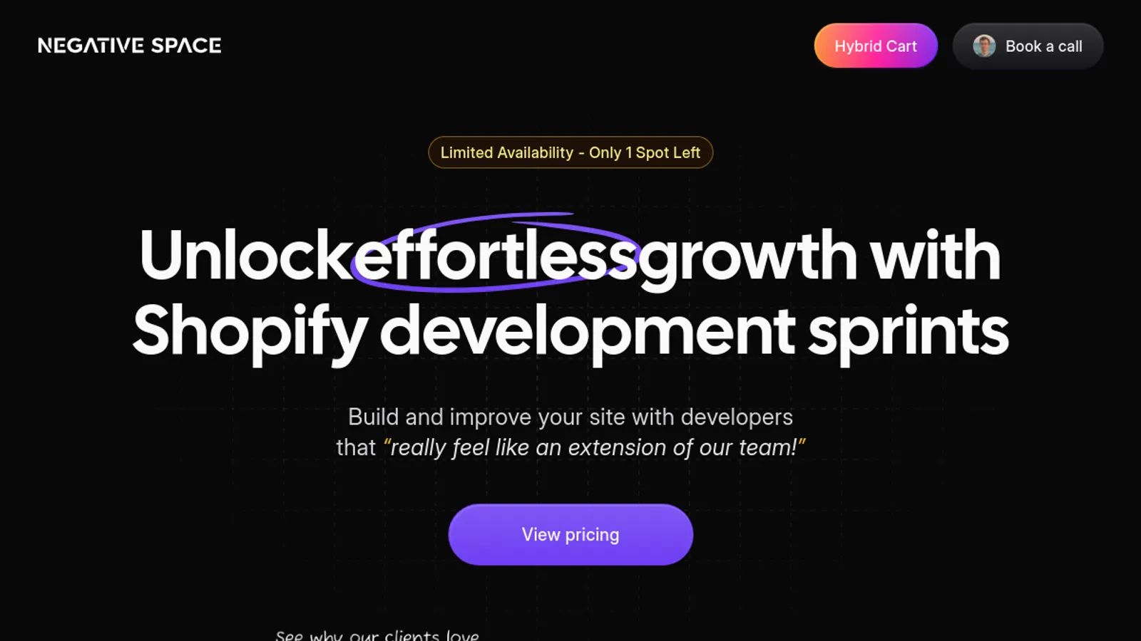 Screenshot of the Negative Space homepage