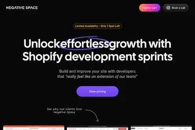 Screenshot of the Negative Space homepage