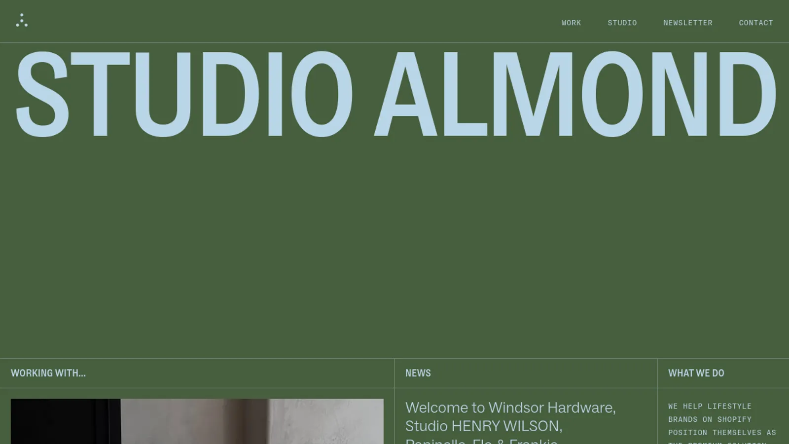 Screenshot of the Studio Almond homepage