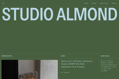 Screenshot of the Studio Almond homepage