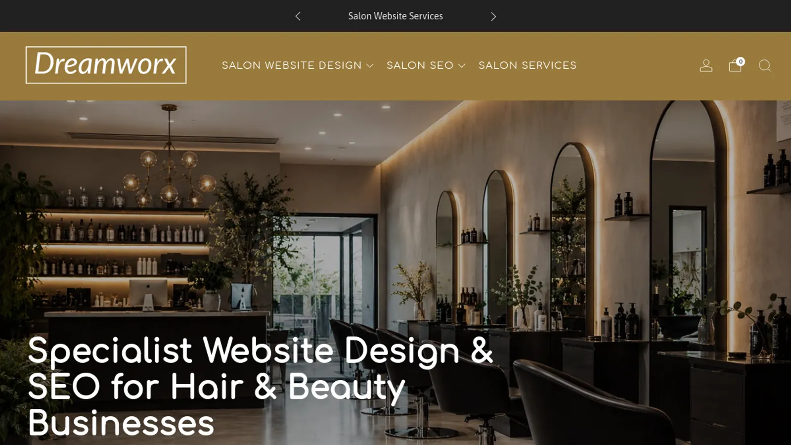 Screenshot of the Dreamworx homepage