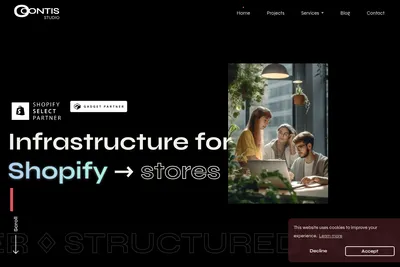 Screenshot of the oContis Studio homepage