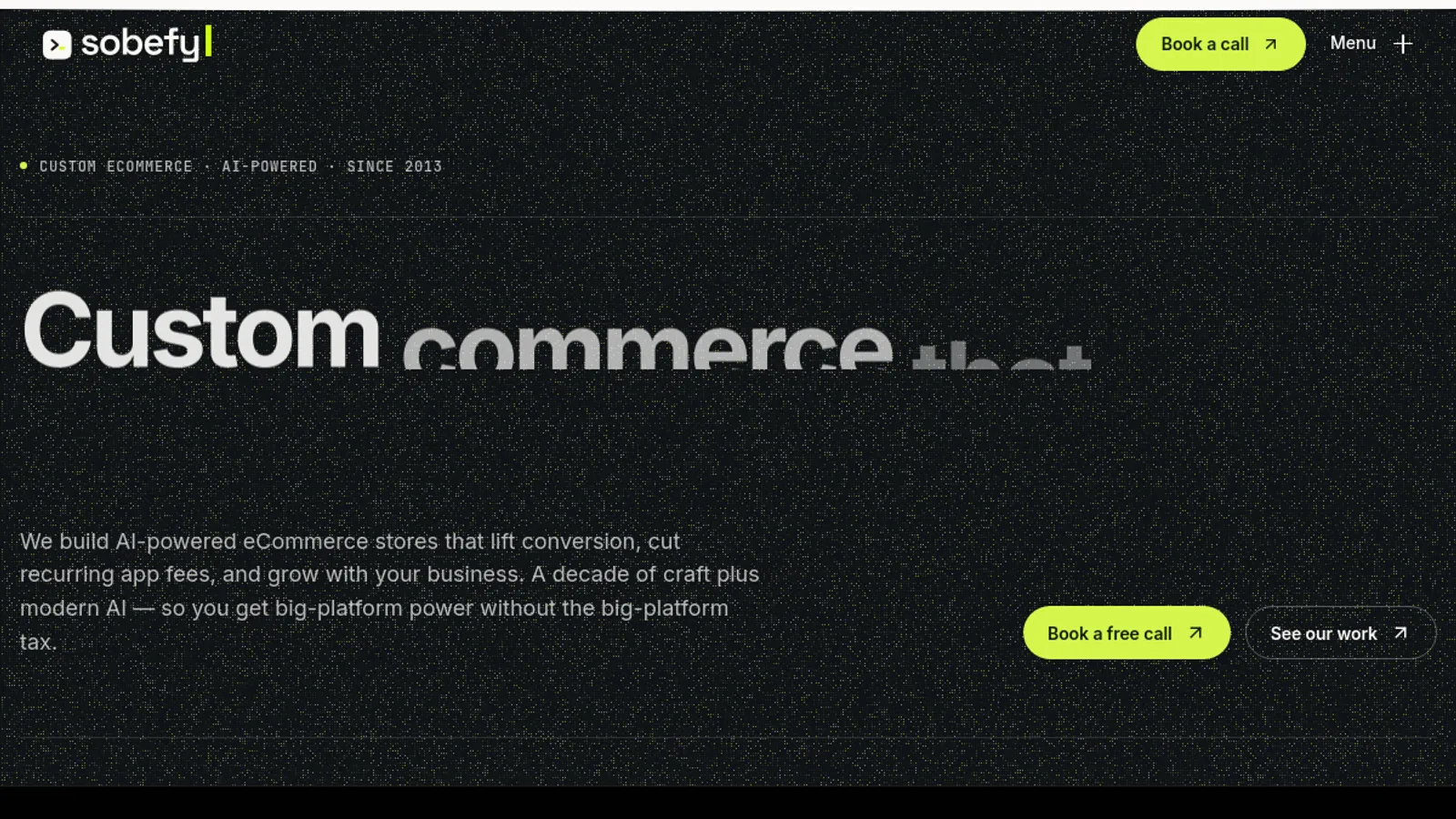 Screenshot of the Sobefy eCommerce Agency homepage