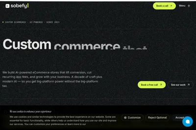Screenshot of the Sobefy eCommerce Agency homepage