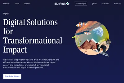 Screenshot of the BlueRock Digital homepage