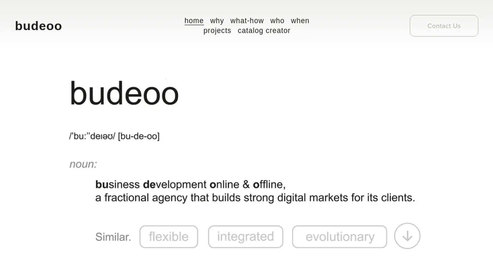 Screenshot of the Budeoo homepage