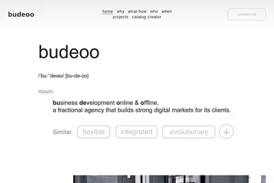 Screenshot of the Budeoo homepage