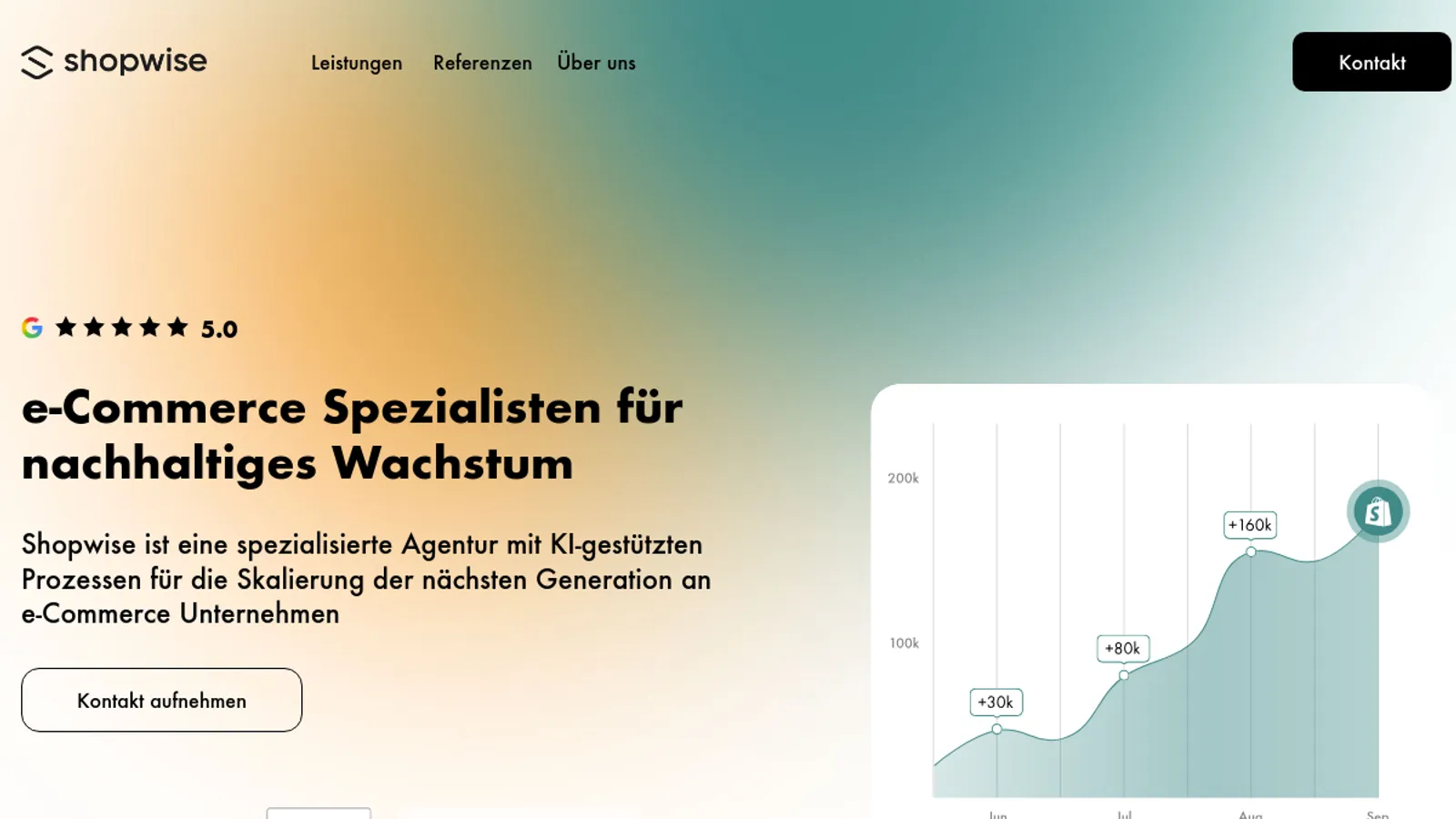 Screenshot of the Shopwise GmbH homepage