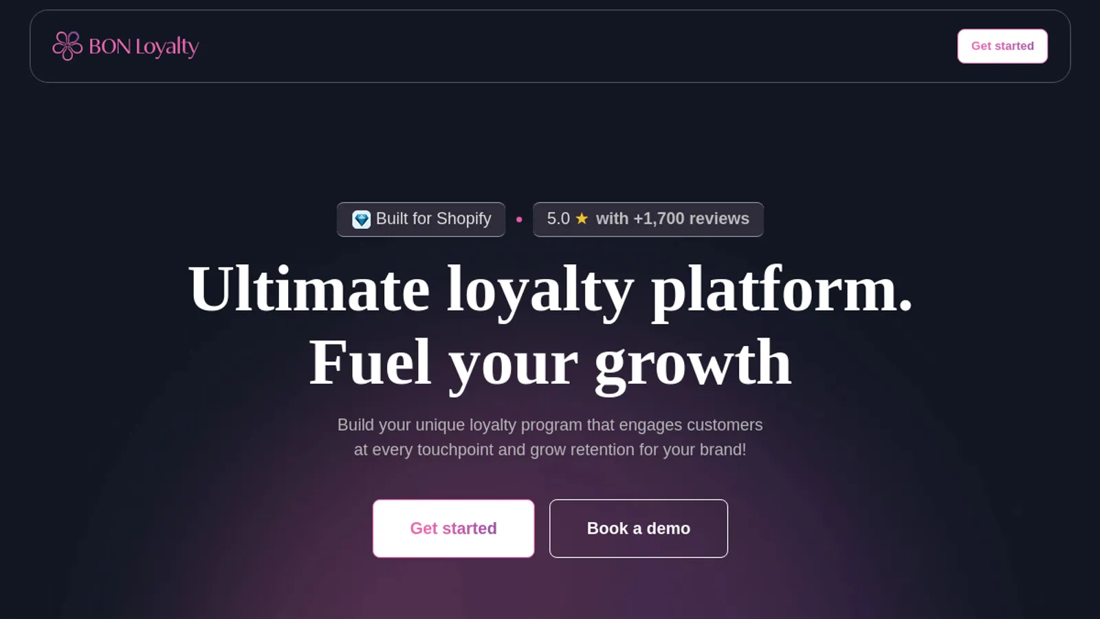 Screenshot of the BON Loyalty homepage