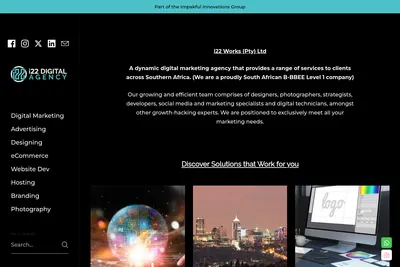 Screenshot of the i22 Works homepage