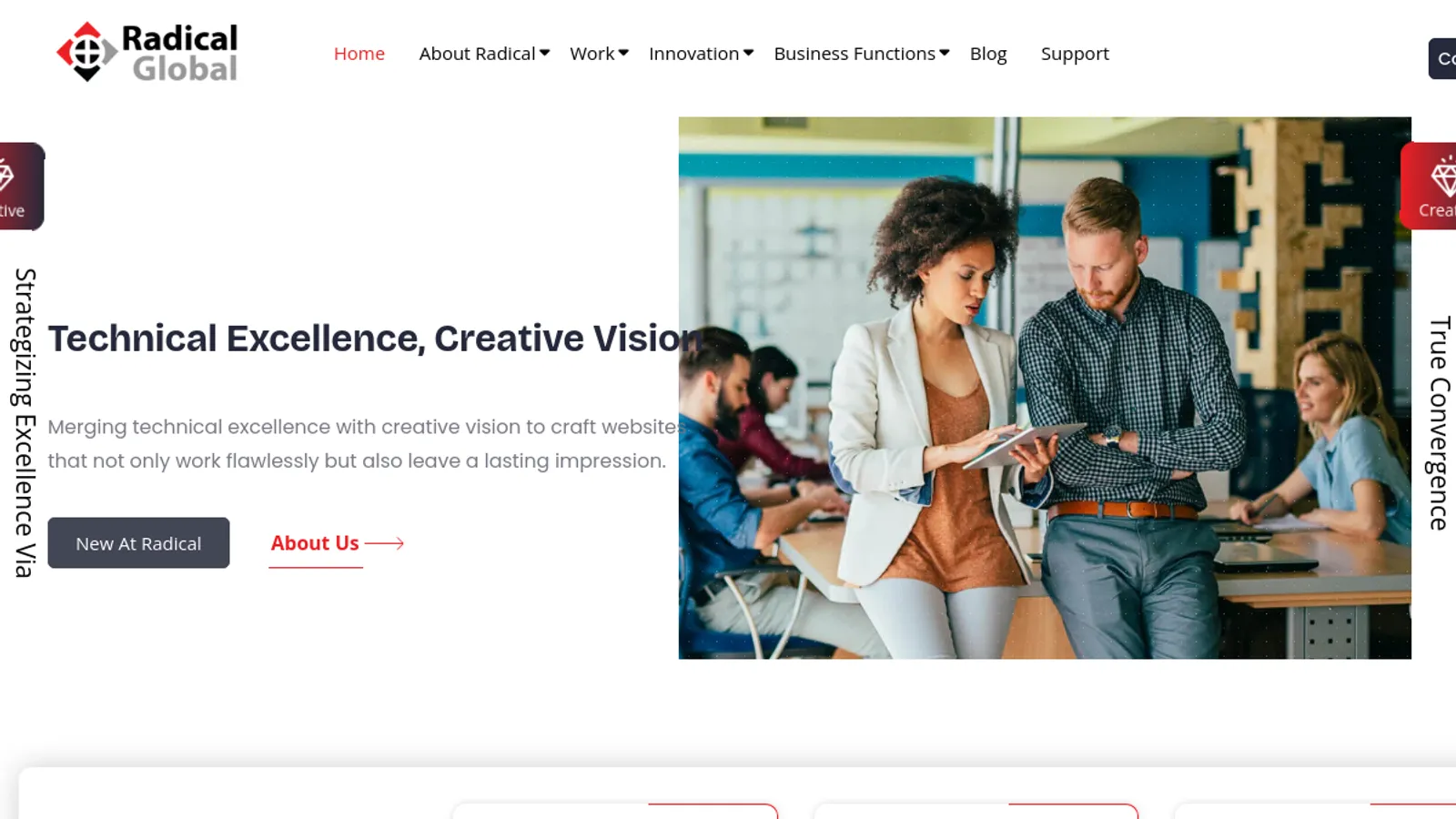 Screenshot of the Radical Global homepage