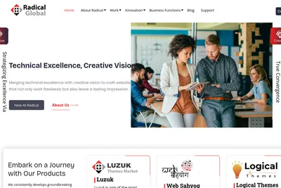Screenshot of the Radical Global homepage
