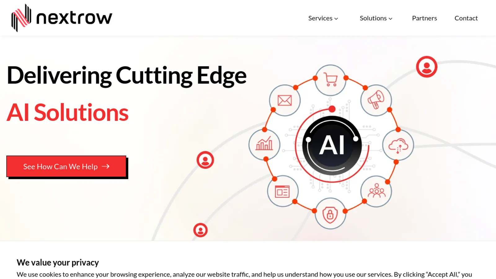 Screenshot of the nextrow homepage