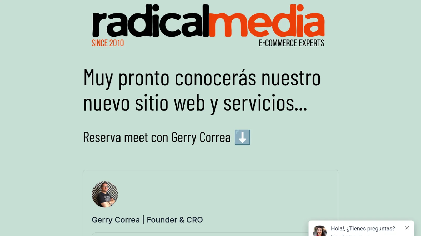Screenshot of the Radical media homepage