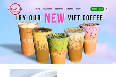 BOBER TEA & COFFEE website homepage