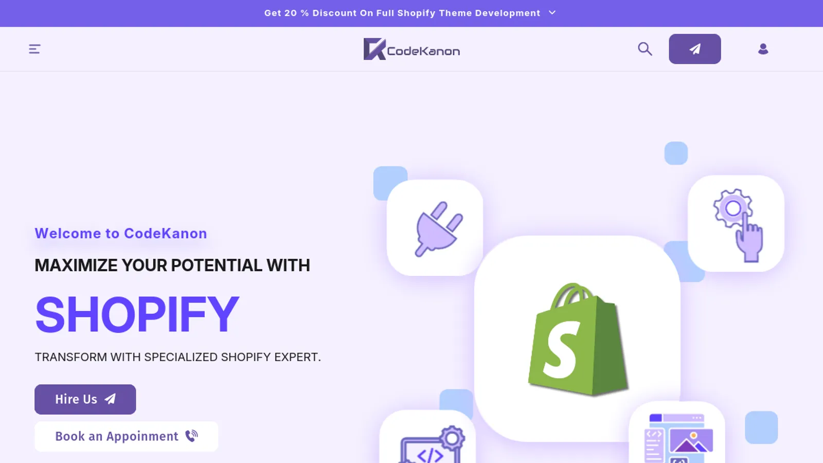 Screenshot of the Codekanon - Theme And Public App Developer with 10+ years of experience 3000+ Projects homepage