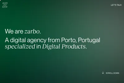 Screenshot of the Zarbo Agency homepage
