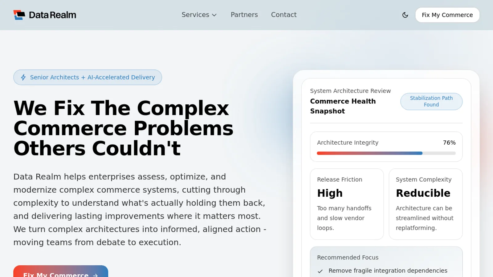 Screenshot of the Data Realm homepage