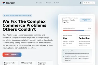 Screenshot of the Data Realm homepage