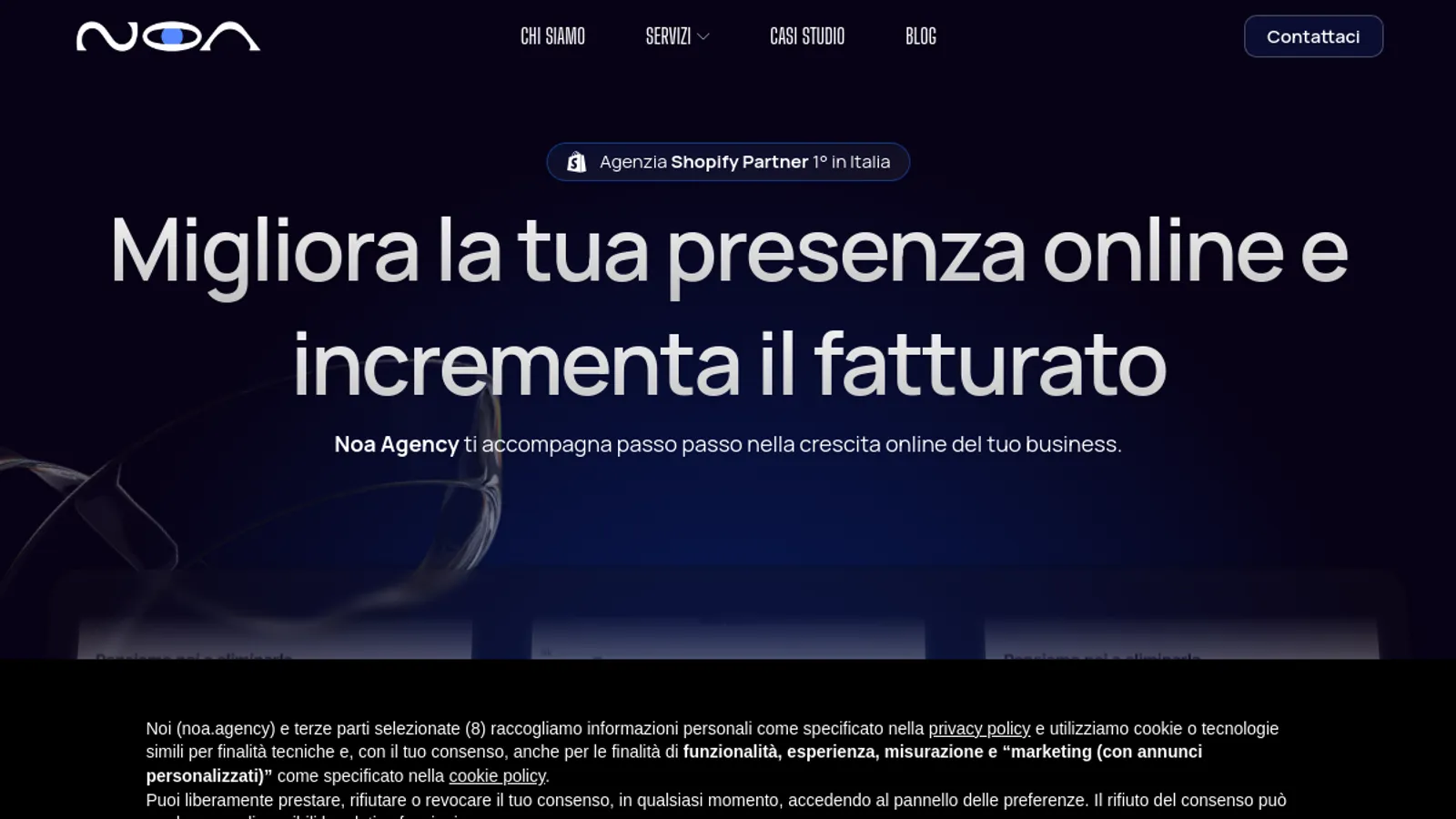 Screenshot of the NOA SRL homepage