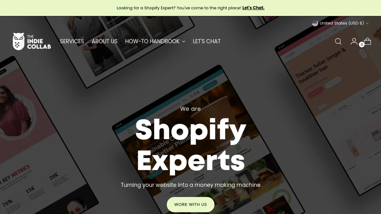 Screenshot of the The Indie Collab homepage