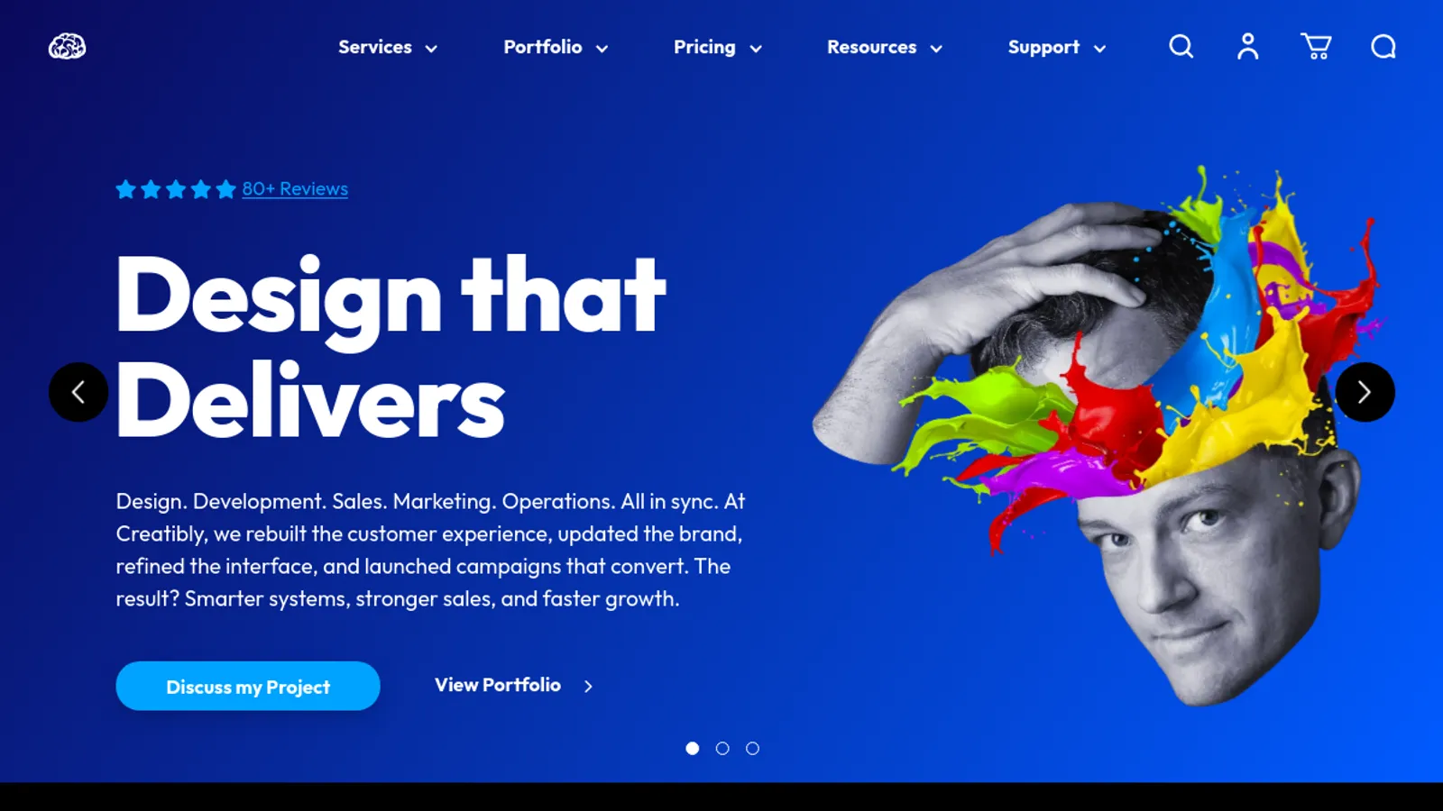 Screenshot of the Creatibly homepage