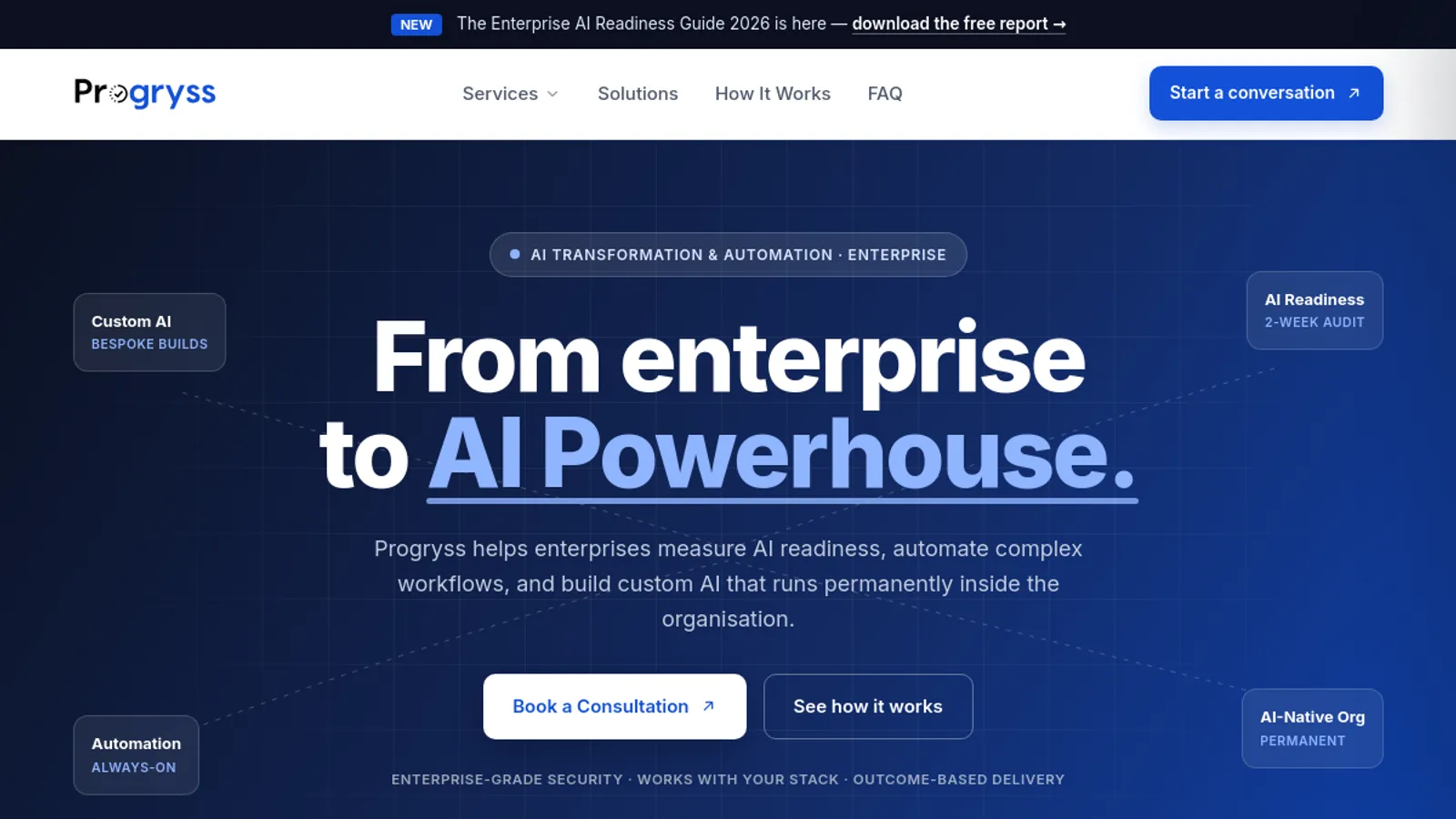 Screenshot of the Progryss Media Pvt Ltd homepage