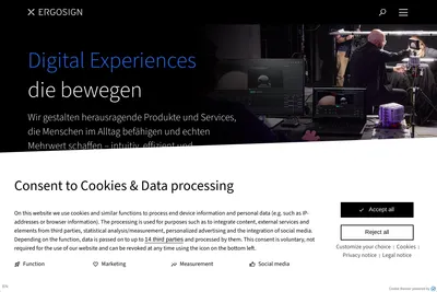 Screenshot of the Ergosign GmbH homepage