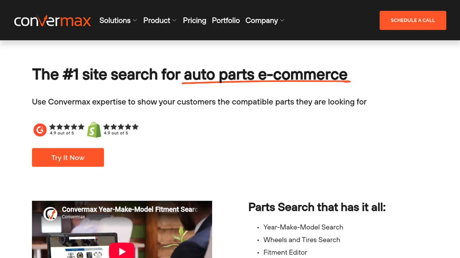 Screenshot of the Convermax homepage