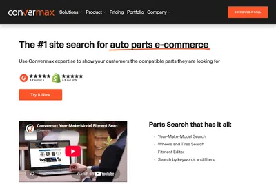 Screenshot of the Convermax homepage