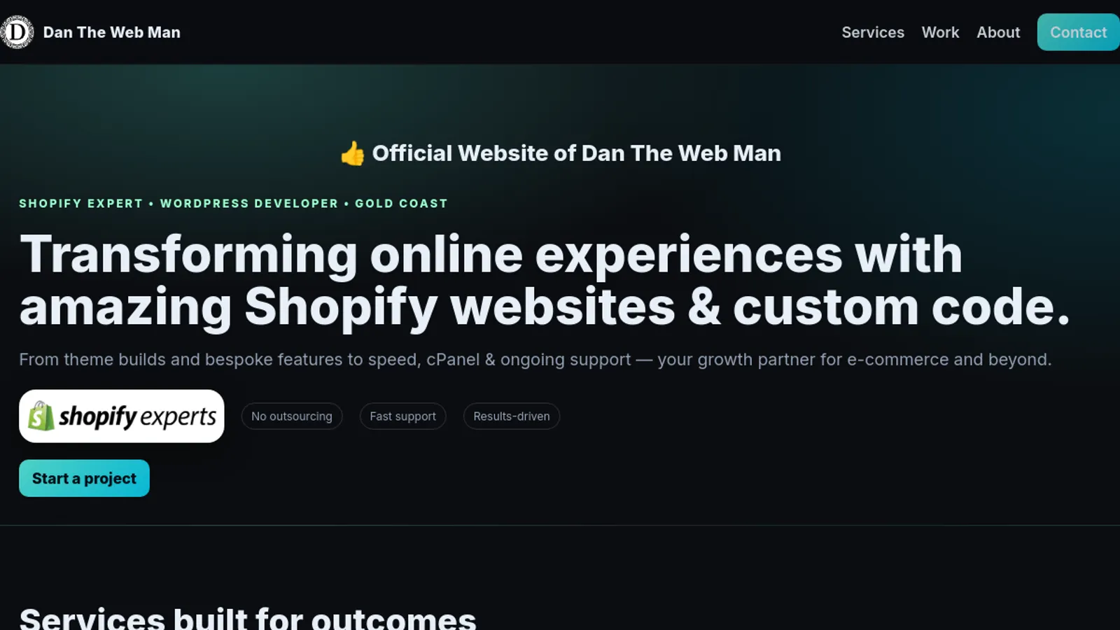 Screenshot of the Dan The Web Man Burleigh, Gold Coast & Brisbane, Australia homepage