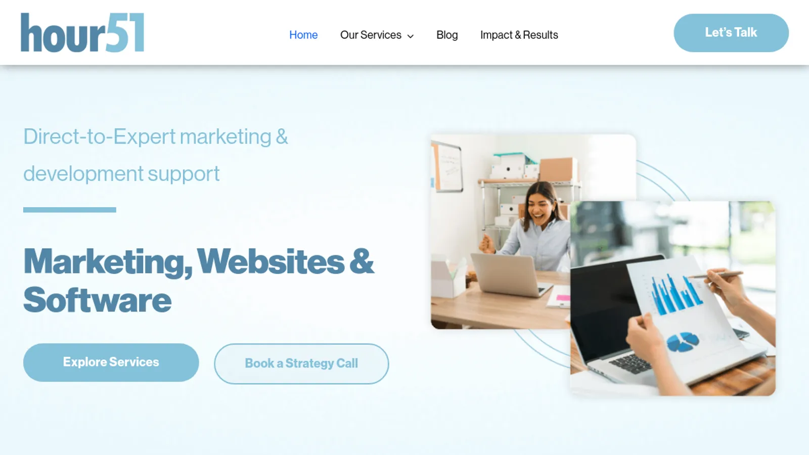 Screenshot of the Hour51 homepage