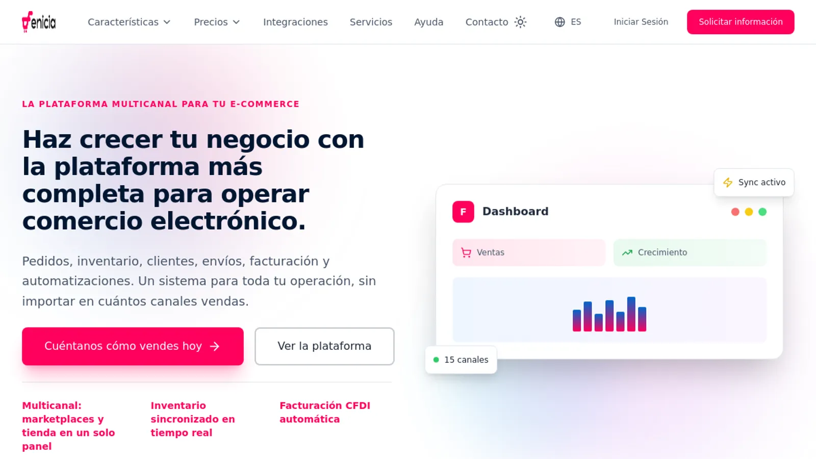Screenshot of the Fenicia homepage