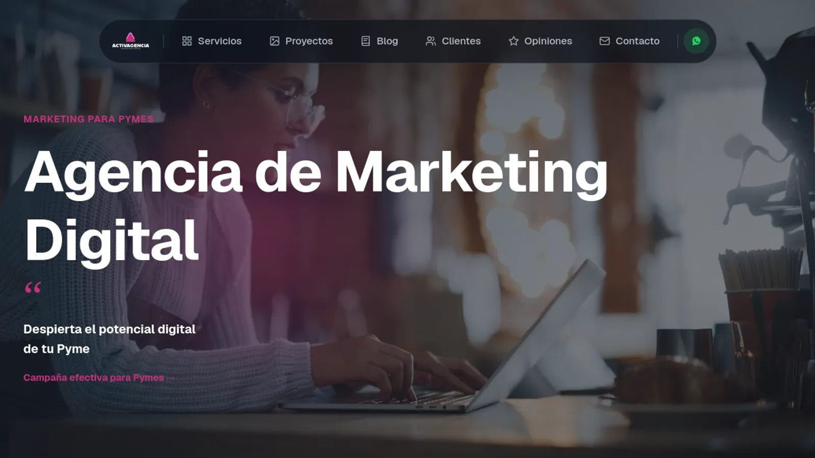Screenshot of the Activagencia homepage
