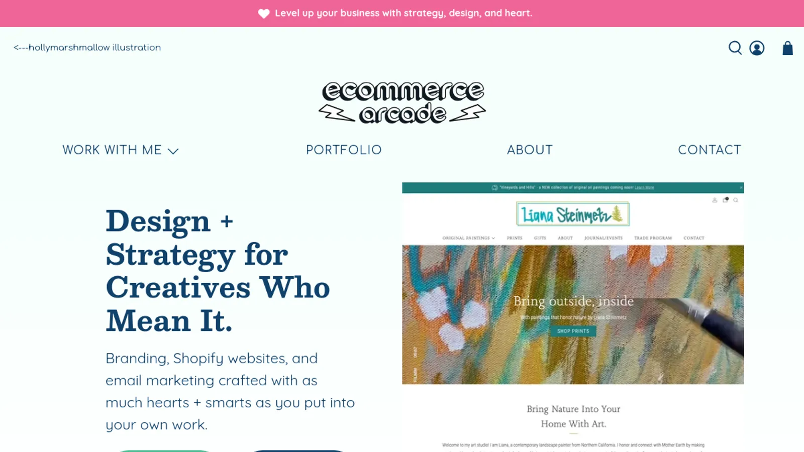 Screenshot of the Ecommerce Arcade homepage