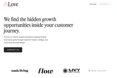 Screenshot of the Love homepage