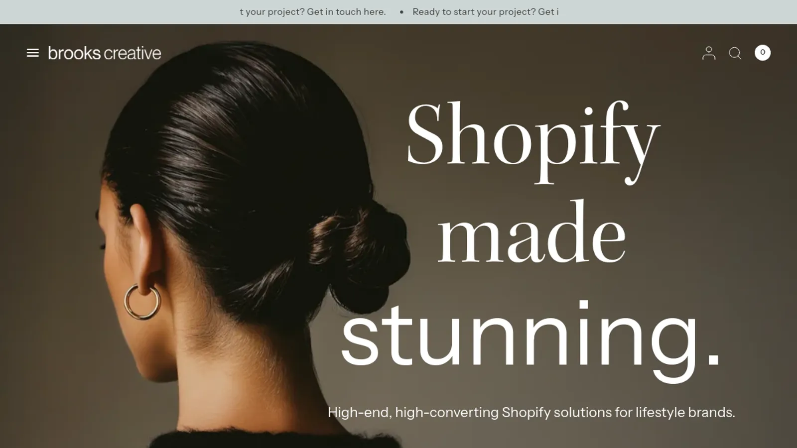 Screenshot of the Brooks Creative homepage