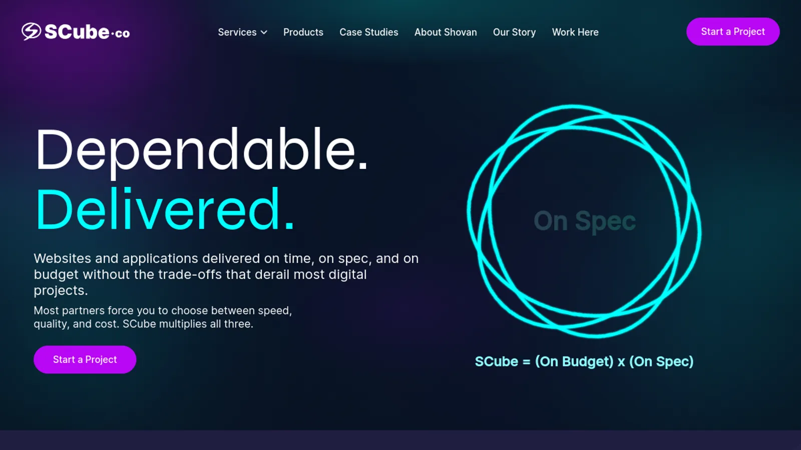 Screenshot of the SCube homepage