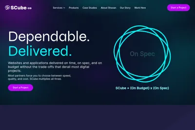 Screenshot of the SCube homepage