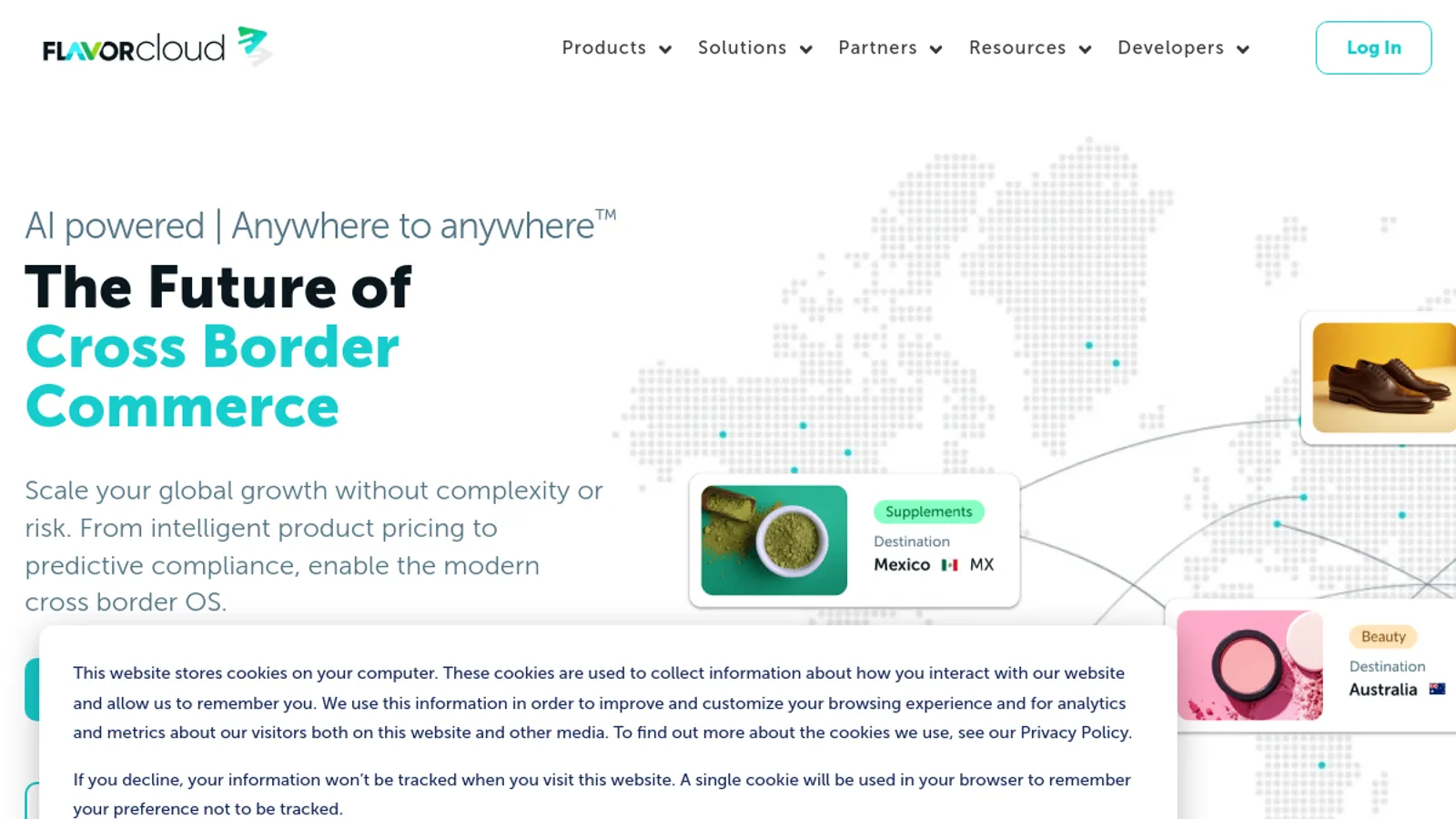 Screenshot of the FlavorCloud INC homepage