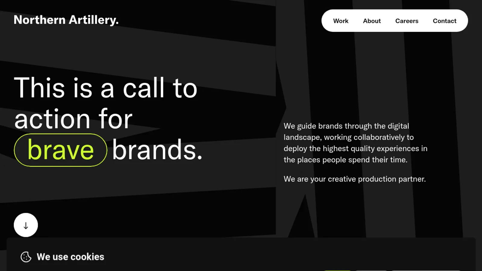 Screenshot of the Northern Artillery homepage
