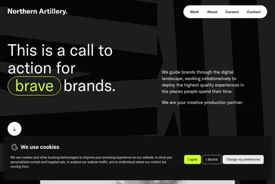 Screenshot of the Northern Artillery homepage