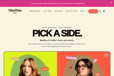 Niko Niko Boba website homepage